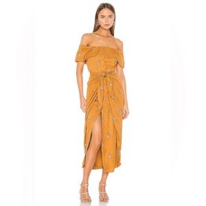 House of Harlow 1960 Revolve Mustard Tie Dress